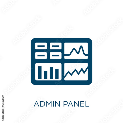 admin panel vector icon. panel filled flat symbol for mobile concept and web design. Black business glyph icon. Isolated sign, logo illustration. Vector graphics.