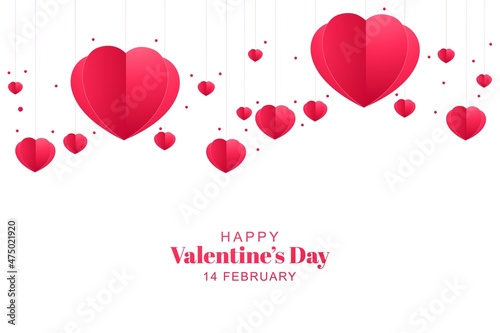 Valentine's day with paper hearts card background
