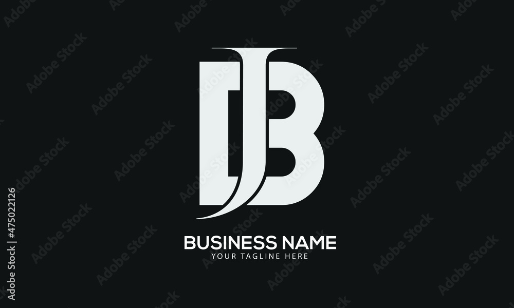 Alphabet BJ or JB abstract monogram vector logo template