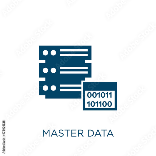 master data vector icon. data filled flat symbol for mobile concept and web design. Black business glyph icon. Isolated sign, logo illustration. Vector graphics.