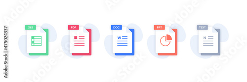 Set of document file formats icons photo