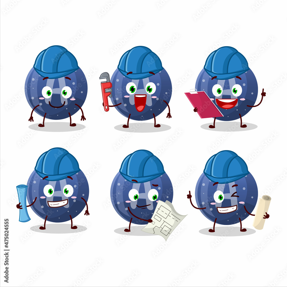architect blue gummy candy A cute mascot character with pliers architect blue gummy candy A cute mascot character with pliers