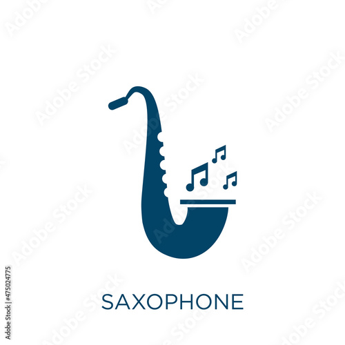 saxophone vector icon. music filled flat symbol for mobile concept and web design. Black play glyph icon. Isolated sign, logo illustration. Vector graphics.