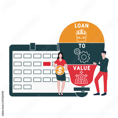 LTV - Loan to Value acronym. business concept background.  vector illustration concept with keywords and icons. lettering illustration with icons for web banner, flyer, landing