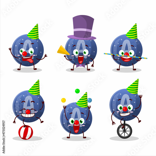 Cartoon character of blue gummy candy A with various circus shows Fototapet