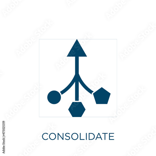 consolidate vector icon. business filled flat symbol for mobile concept and web design. Black consolidation glyph icon. Isolated sign, logo illustration. Vector graphics.
