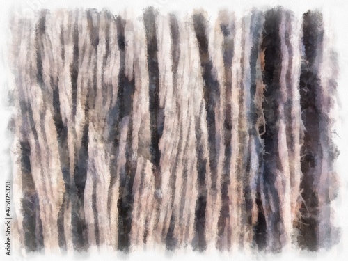 The texture of the bark of the tree watercolor style illustration impressionist painting.