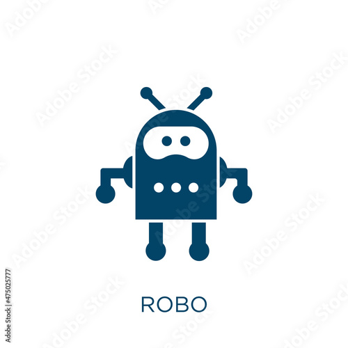 robo vector icon. robot filled flat symbol for mobile concept and web design. Black technology glyph icon. Isolated sign, logo illustration. Vector graphics. photo