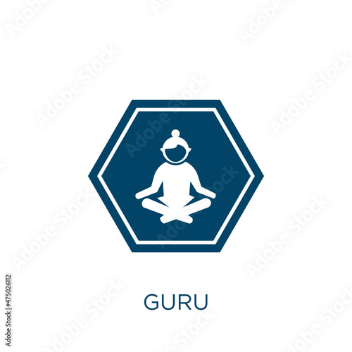 guru vector icon. yoga filled flat symbol for mobile concept and web design. Black buddhism glyph icon. Isolated sign, logo illustration. Vector graphics.