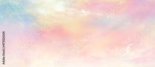 パステルカラーの空の風景イラスト