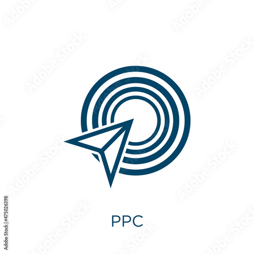 ppc vector icon. click filled flat symbol for mobile concept and web design. Black marketing glyph icon. Isolated sign, logo illustration. Vector graphics.