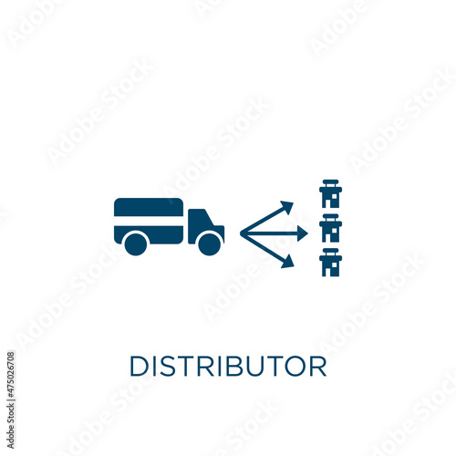distributor vector icon. business filled flat symbol for mobile concept and web design. Black industry glyph icon. Isolated sign, logo illustration. Vector graphics.