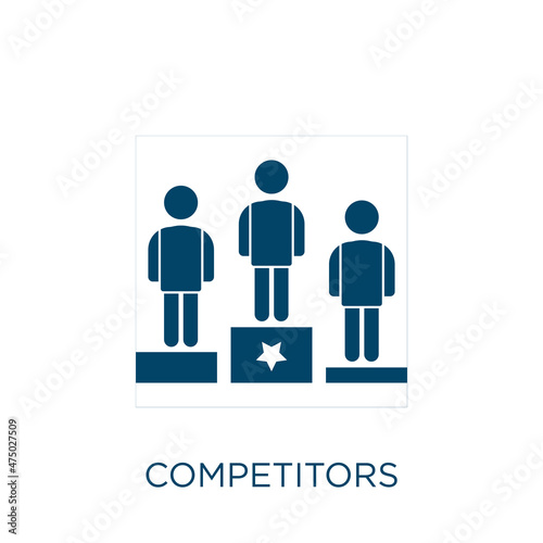 competitors vector icon. competitor filled flat symbol for mobile concept and web design. Black competition glyph icon. Isolated sign, logo illustration. Vector graphics.