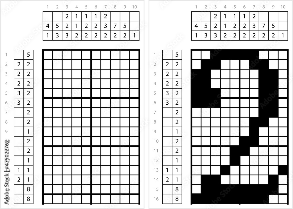 Fototapeta premium Number Two Nonogram Pixel Art M_2112002