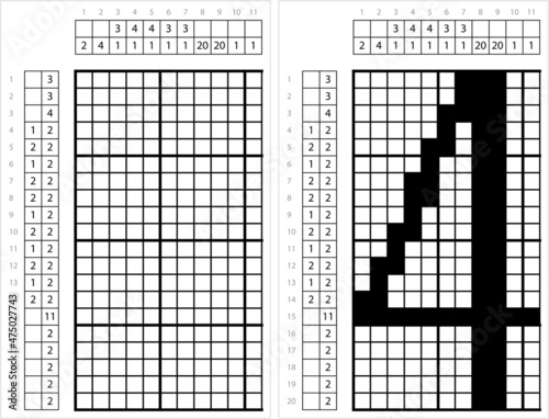 Number Four Nonogram Pixel Art M_2112001
