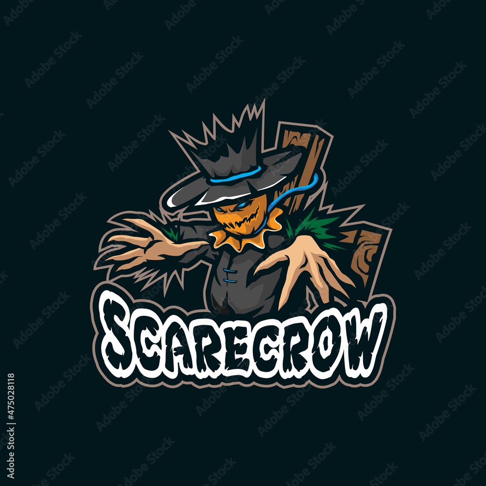 Scarecrow mascot logo design vector with modern illustration concept style for badge, emblem and t shirt printing. Angry scarecrow illustration.