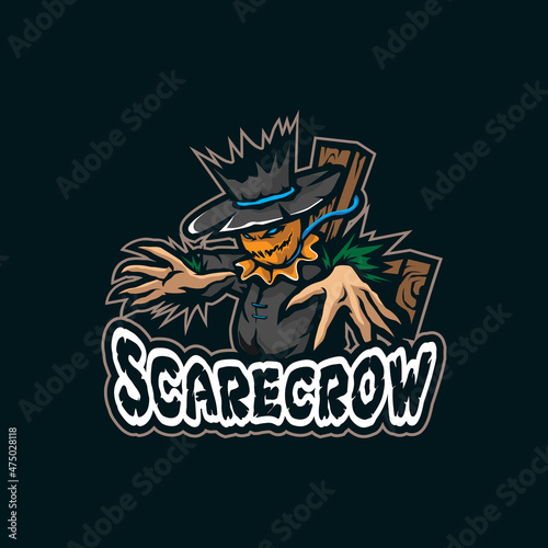 Scarecrow mascot logo design vector with modern illustration concept style for badge, emblem and t shirt printing. Angry scarecrow illustration.