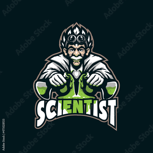 Scientist mascot logo design vector with modern illustration concept style for badge, emblem and t shirt printing. Smart scientist illustration.