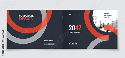 City Background Business Book Cover Design Template - Landscape Layout