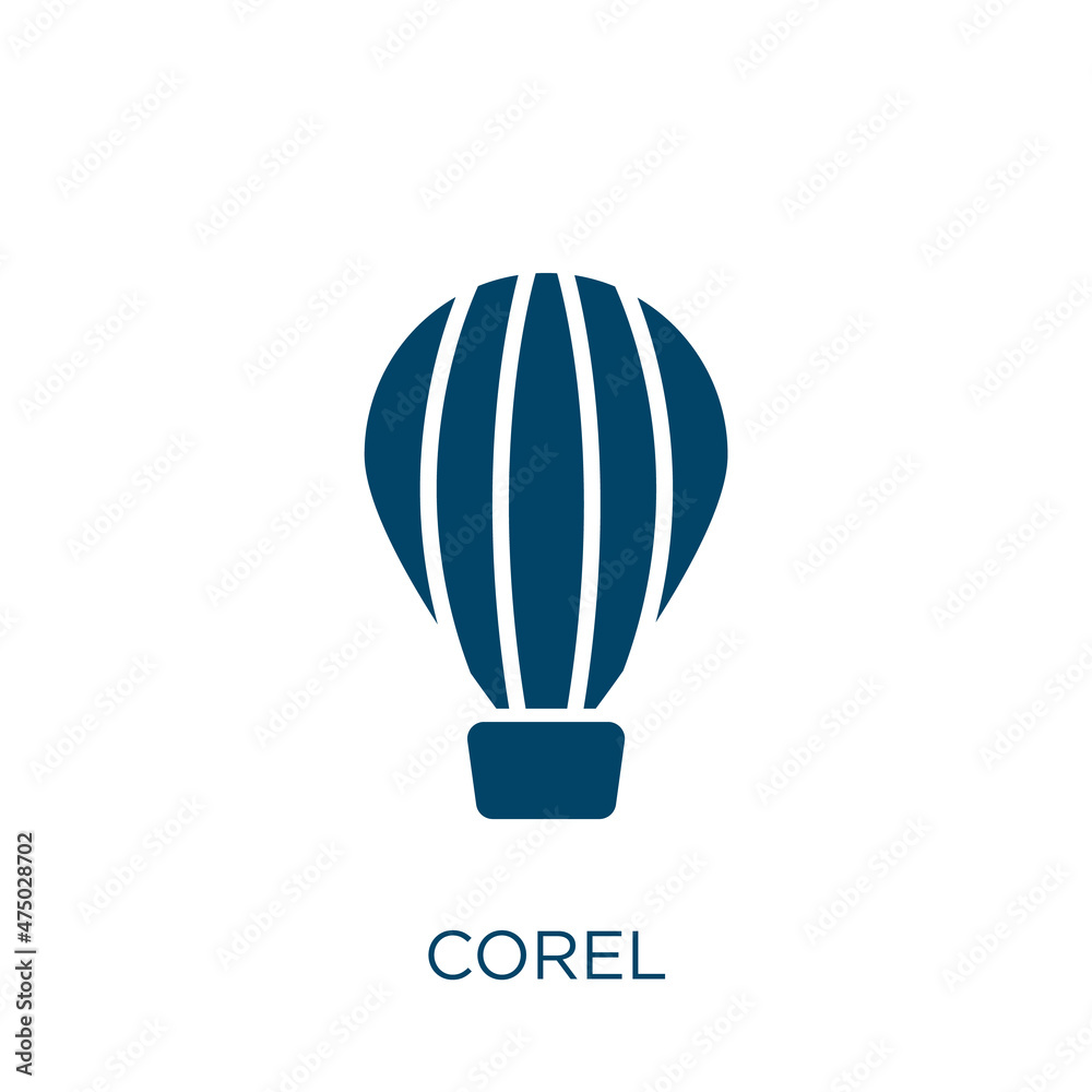 corel vector icon. media filled flat symbol for mobile concept and web design. Black internet glyph icon. Isolated sign, logo illustration. Vector graphics.