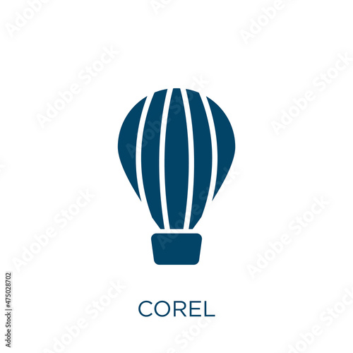 corel vector icon. media filled flat symbol for mobile concept and web design. Black internet glyph icon. Isolated sign, logo illustration. Vector graphics.