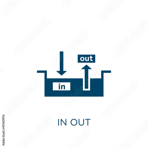 in out vector icon. internet filled flat symbol for mobile concept and web design. Black business glyph icon. Isolated sign, logo illustration. Vector graphics.