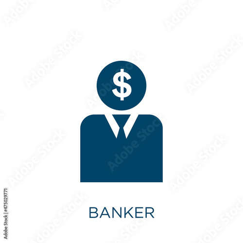 banker vector icon. business filled flat symbol for mobile concept and web design. Black bank glyph icon. Isolated sign, logo illustration. Vector graphics.