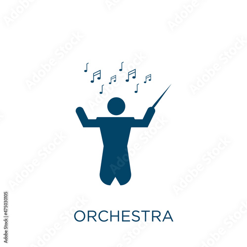orchestra vector icon. music filled flat symbol for mobile concept and web design. Black instrument glyph icon. Isolated sign, logo illustration. Vector graphics.