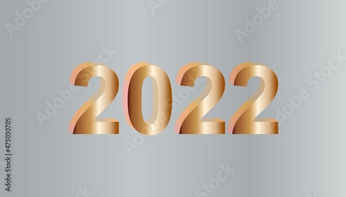 number 2022 greeting happy new year with gold 3d illustration