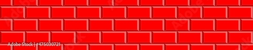 Red brick wall seamless pattern. Kitchen or bathroom metro tile design. Geometric background. Vector flat illustration.