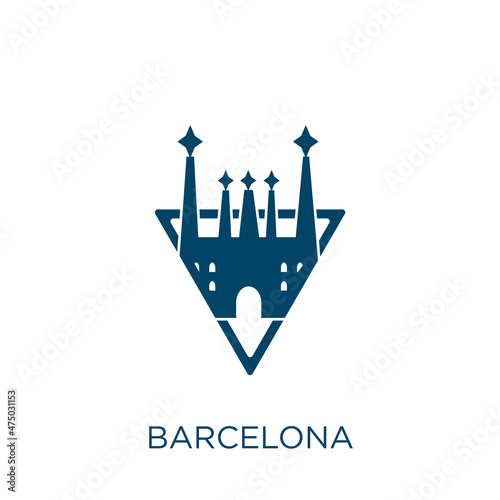 barcelona vector icon. city filled flat symbol for mobile concept and web design. Black landmark glyph icon. Isolated sign, logo illustration. Vector graphics.