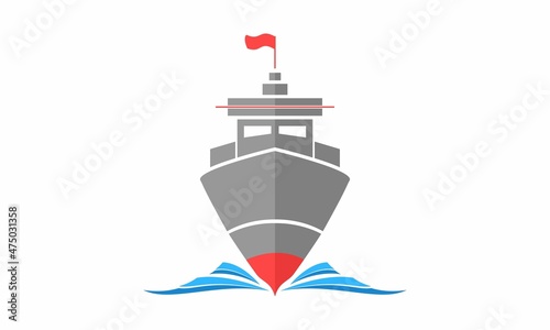 Front side ship in the sea vector design