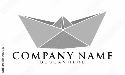 Ship origami paper illustration vector logo