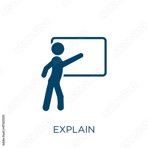 explain vector icon. presentation filled flat symbol for mobile concept and web design. Black business glyph icon. Isolated sign, logo illustration. Vector graphics.