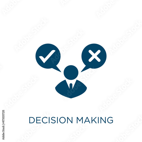 decision making vector icon. making filled flat symbol for mobile concept and web design. Black decision glyph icon. Isolated sign, logo illustration. Vector graphics.