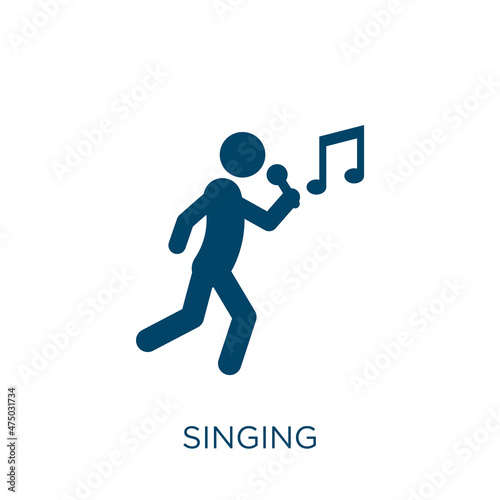 singing vector icon. sing filled flat symbol for mobile concept and web design. Black music glyph icon. Isolated sign, logo illustration. Vector graphics.