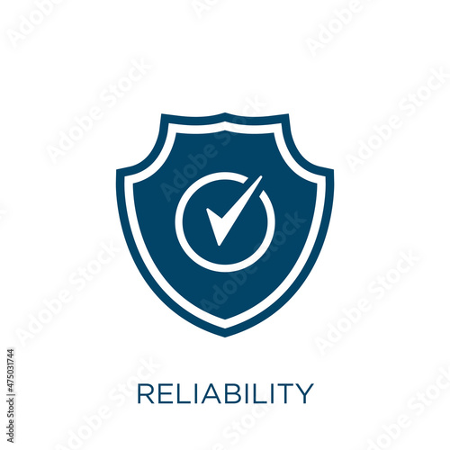reliability vector icon. business filled flat symbol for mobile concept and web design. Black service glyph icon. Isolated sign, logo illustration. Vector graphics.