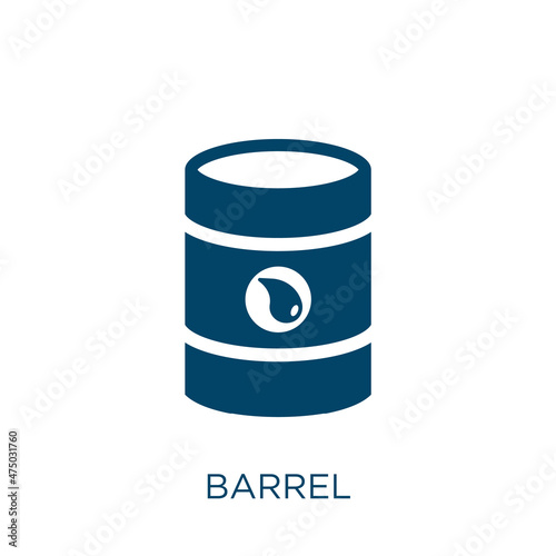 barrel vector icon. oil filled flat symbol for mobile concept and web design. Black glass glyph icon. Isolated sign, logo illustration. Vector graphics.