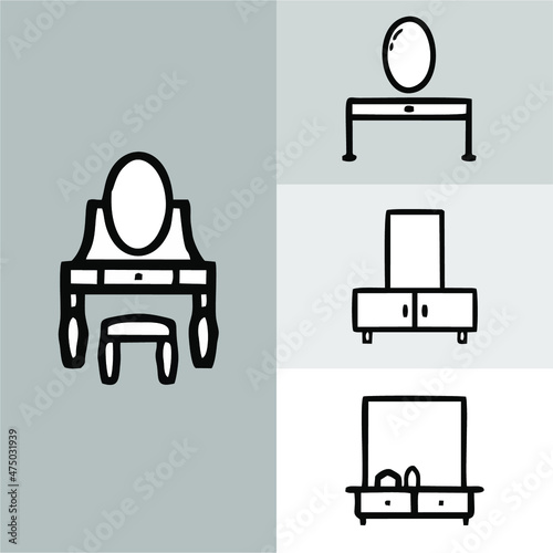 Dressing table with a mirror icon. Isometric illustration of dressing table with a mirror vector icon for web