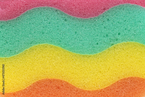 Colored, soft polyester sponge.