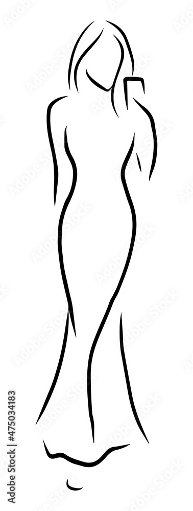 Young stylish girl Women fashion Hand drawn illustration Sketch style Young stylish girl Women fashion Hand drawn illustration Sketch style