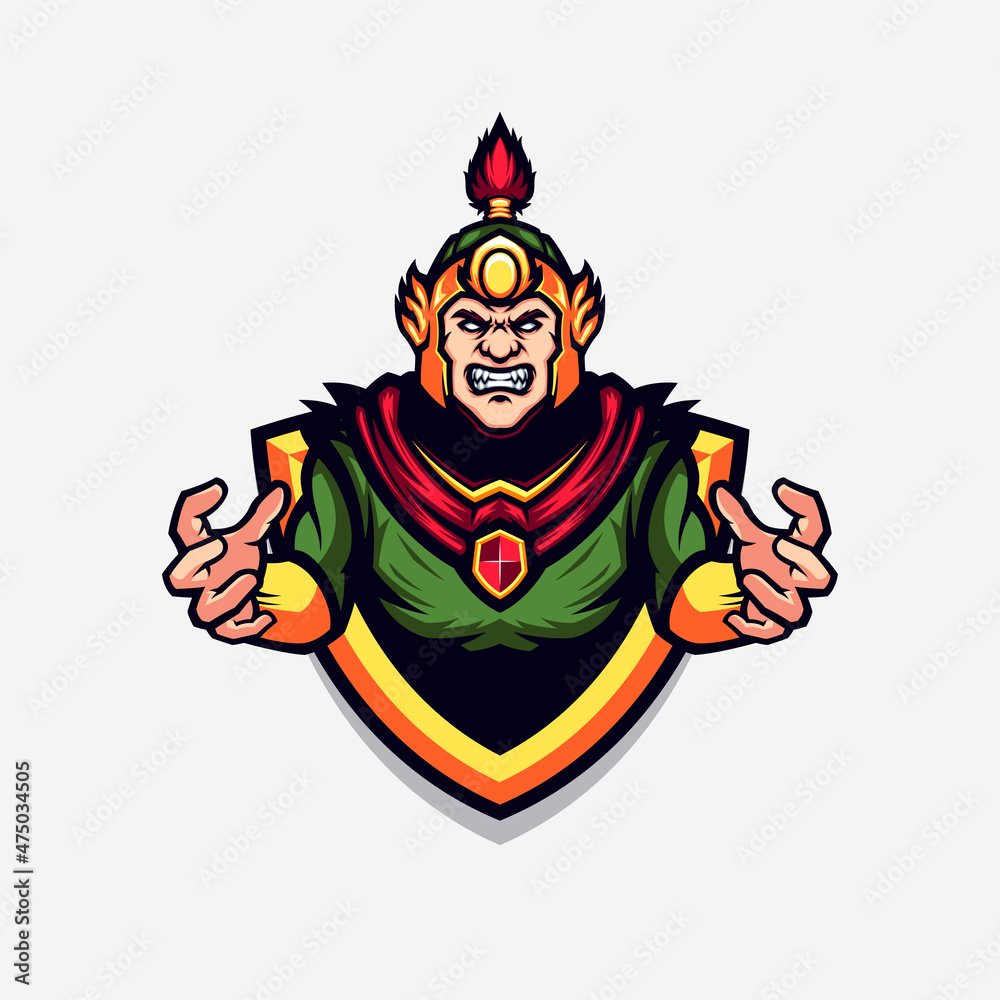 Angry Fighter Chinese Warrior Ancient Dynasty Vector Mascot Angry Fighter Chinese Warrior Ancient Dynasty Vector Mascot