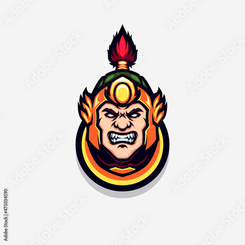 Head of Chinese Warrior Ancient Dynasty Vector Mascot