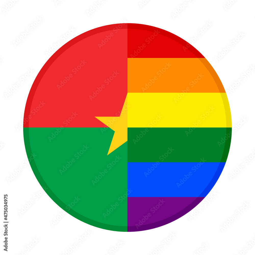 round icon with burkina faso and rainbow flags. vector illustration isolated on white background round icon with burkina faso and rainbow flags. vector illustration isolated on white background