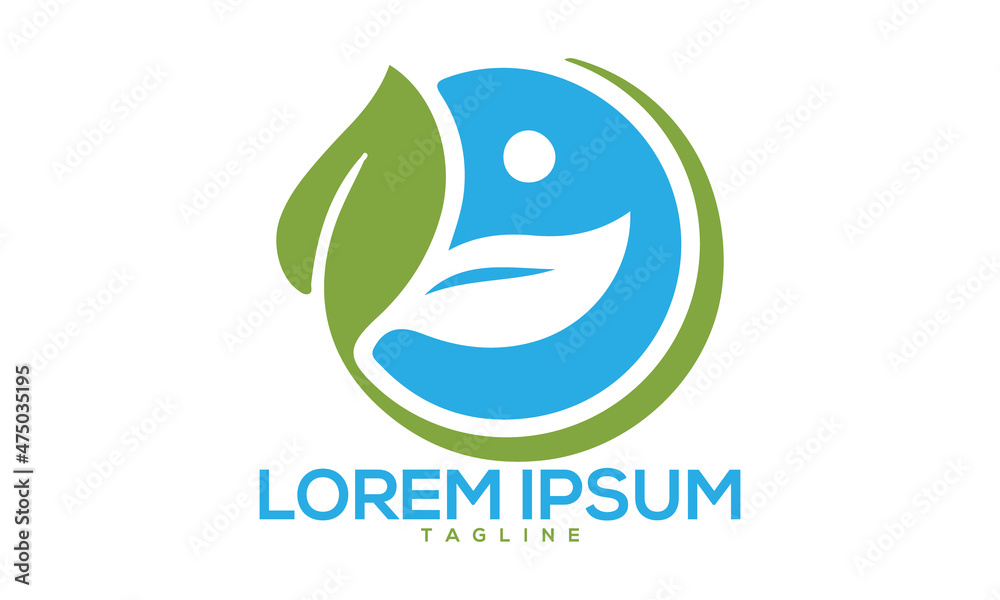 Fototapeta premium Unique human leaf logo Modern and minimalist vector and abstract logo