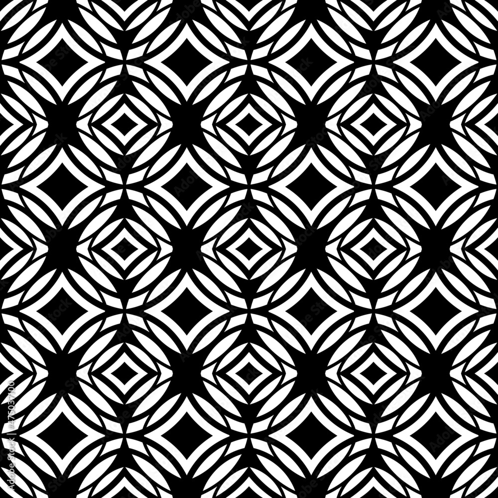 Fototapeta premium Vector seamless black and white geometric pattern.
