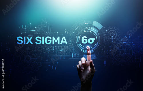 SIx sigma DMAIC lean manufacturing business technology concept on virtual screen.