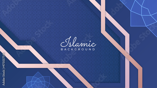 Ornamental frame Black gold pattern Islamic design background