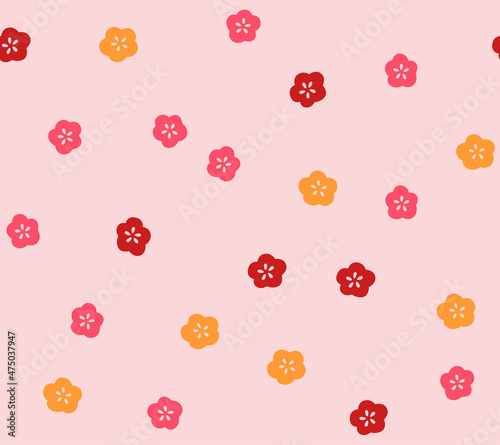 Japanese Colorful Cute Cherry Blossom Vector Seamless Pattern