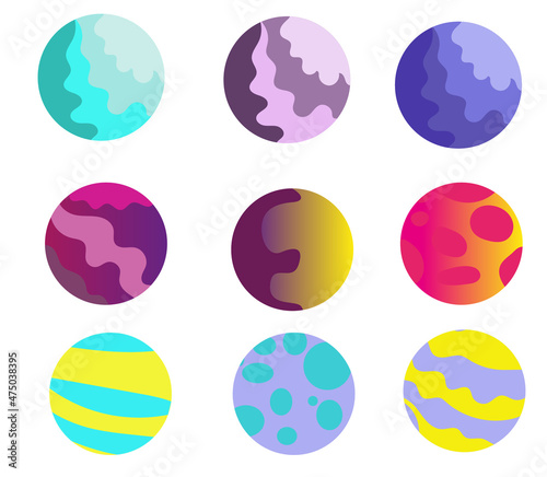 Abstract round isolated planet icon set. High quality illustration
